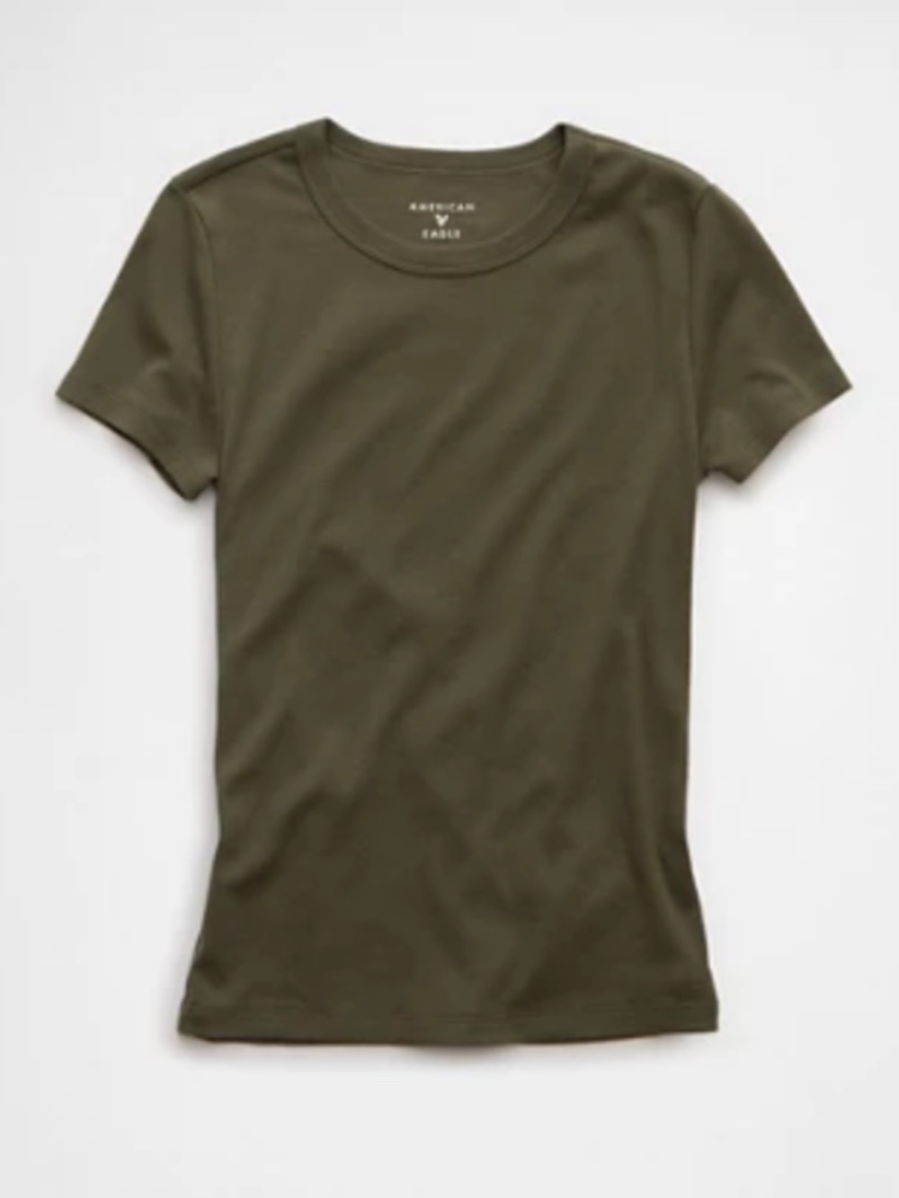 American Eagle Olive Green Fitted Crewneck T-Shirt – Medium